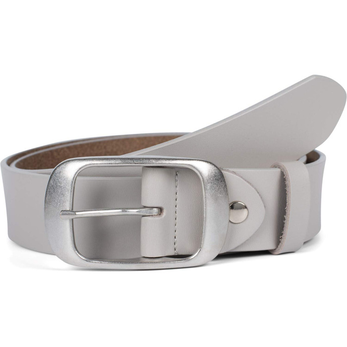 Чоловічий/Жіночий шкіряний ремінь styleBREAKER 3.7 см, сірий | Ремінь з гладкої телячої шкіри | Регульована довжина