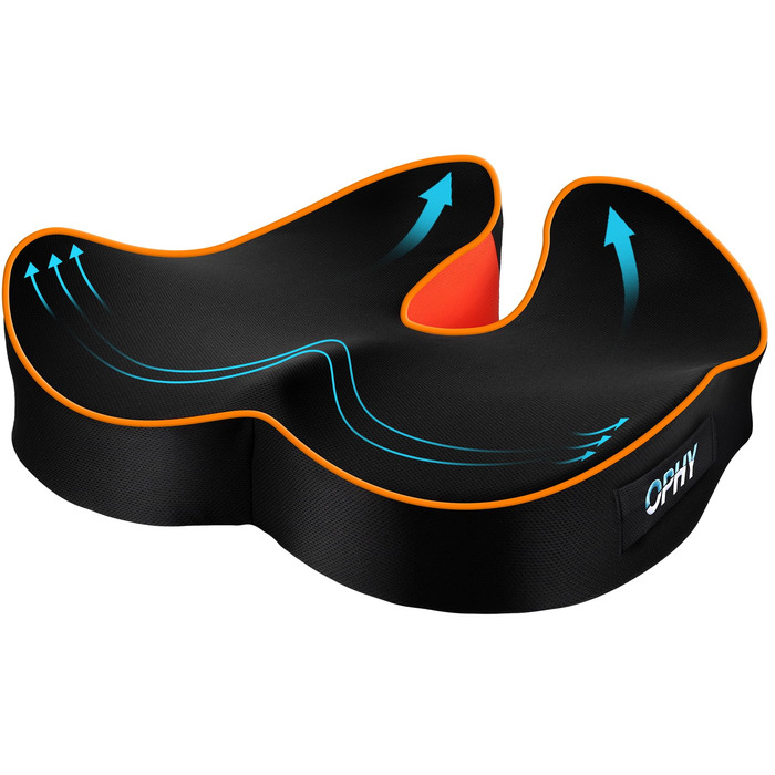 Подушка для сидіння Ophy для авто та офісного крісла з піною Memory Foam, знімною обкладинкою, помаранчева
