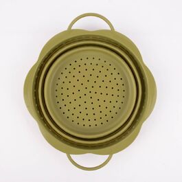 Складане сито Kochblume L, преміум силікон, BPA free, оливкове, термостійке, для кухні, для миття в посудомийці, компактне зберігання