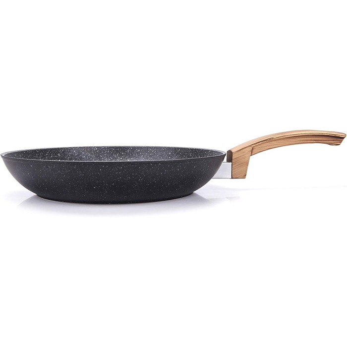 Сковорідки ALLUFLON Etnea Wood антипригарні, набір 20/24/28 см, алюміній, чорні, кам'яна поверхня