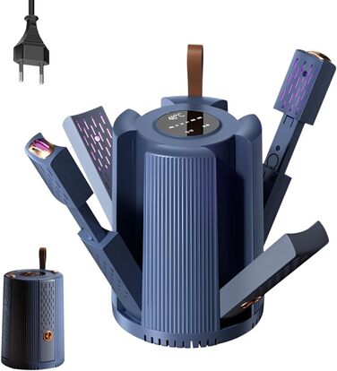 Електричний сушильник для взуття та рукавичок, телескопічний, з таймером, блакитний