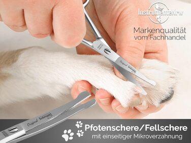 Ножиці для стрижки собак Solingen, ножиці для стрижки лап з мікрозубом, Made in Germany, ножиці з вигнутим лезом для догляду за шерстю собак, котів, домашніх тварин (11,7 см)