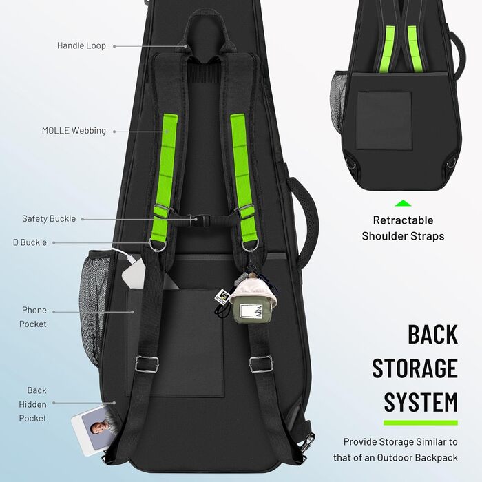 CAHAYA Softshell Сумка для електрогітари Outdoor - 12 мм підкладка, Gigbag з кишенями, патчі DIY, для ST, LP, Tele