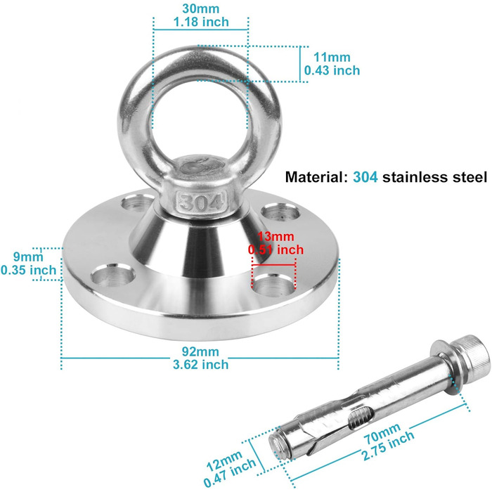 TSSS 360 Degree Swivel Ceiling Hook Swing Set Punching Bag Hammock - Up to 500kg Load Capacity Stainless Steel Wall Swivel Hook, Hook Base, Hanging Swing, Yoga Hook