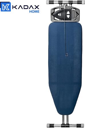 КADAX Розкладне прасувальне прізвисько 120x42 см з алюмінію з підставкою для праски та тримачем для кабелю, регульована висота, з розеткою (Темно-синій)