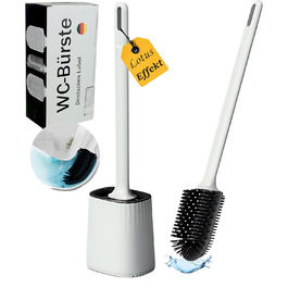 Силіконова щітка для унітазу R&B German Label з кріпленням на стіну без свердління - біло-чорна