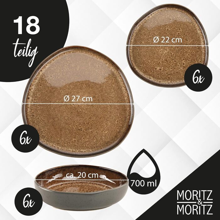 Набір мисок Moritz & Moritz ORGANIC, 6 шт, 500 мл, бежеві, сучасний дизайн, стійкий кам'яний посуд, унікальний колір, для мюслі, можна мити в посудомийці