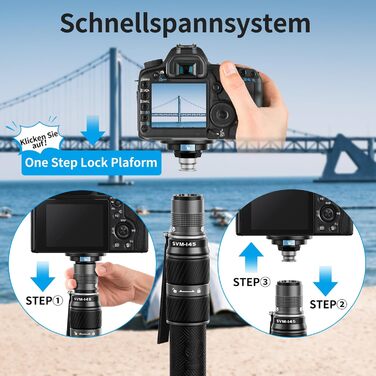 SIRUI SVM-145 монопод для камери з ніжками, 145 см, карбонове, для DSLR/Camcorder, до 10 кг