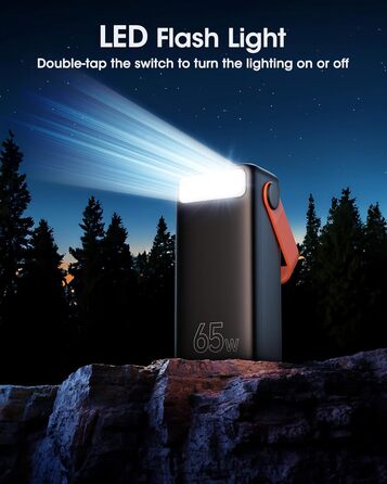 Power Bank 60000mAh 65W з 3 виходами USB-C, чорний: для ноутбуків, смартфонів, планшетів