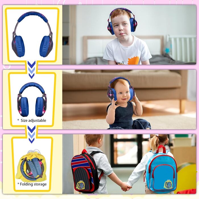 Дитячий захист вух: шумопоглинаючі навушники для дітей з аутизмом, ідеальні для феєрверків та концертів, SNR 28 dB, 3100-6