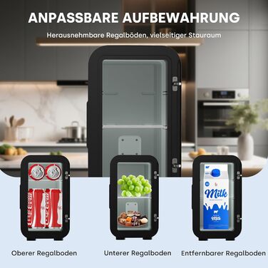 Міні-холодильник Enventor 6L: портативний, для авто, кімнати, косметики, фруктів, чорний