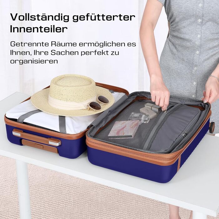 Набір валіз Joyway 5шт з ABS пластику, розширюваний, з TSA-замком, 4 колеса, 1 сумка, 1 органайзер, темно-синій