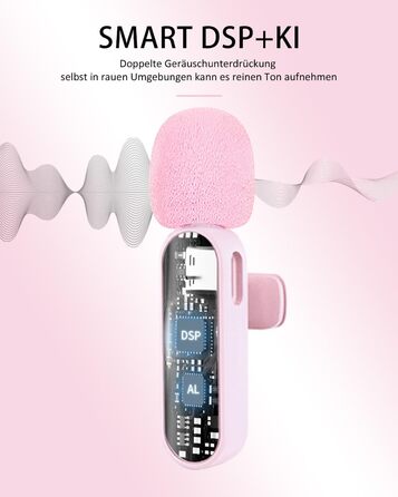 Беспроводной петличный микрофон Bayanbulu для iPhone, iPad, Android, TikTok, YouTube (розовый, 2 шт.)