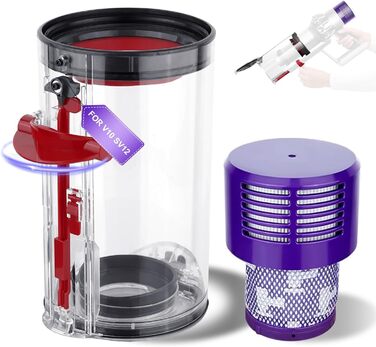 Замінник контейнера для пилу сумісний з Dyson V10 (SV12, SV13, SV27), контейнер для пилу, запчастини для Dyson V10 Absolute/Animal/Total Clean, аксесуари для пилососа, артикул 969509-01