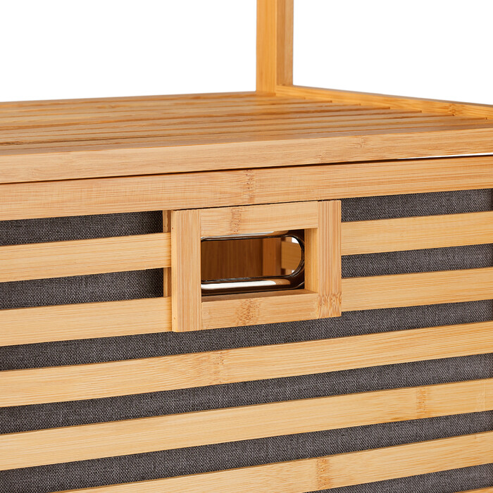 Relaxdays Bamboo Bathroom Shelf with Laundry Basket