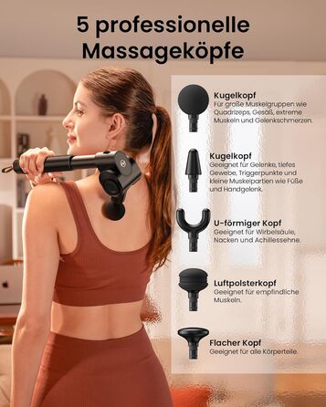 Масажер для м'язів Napre Massagepistole: 32 швидкості, кут налаштування, металевий подовжувач, для шиї, спини, тіла