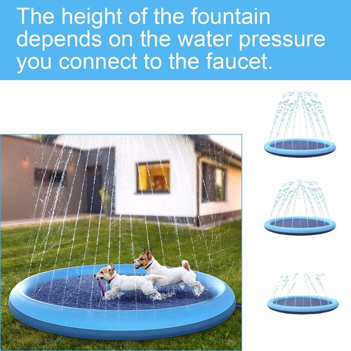 Dog pool for dogs, splash pool for pets, 100cm foldable sprinkler and splash play mat, dog splash pool, summer toy, spray cushion garden outdoor portable sprinkler