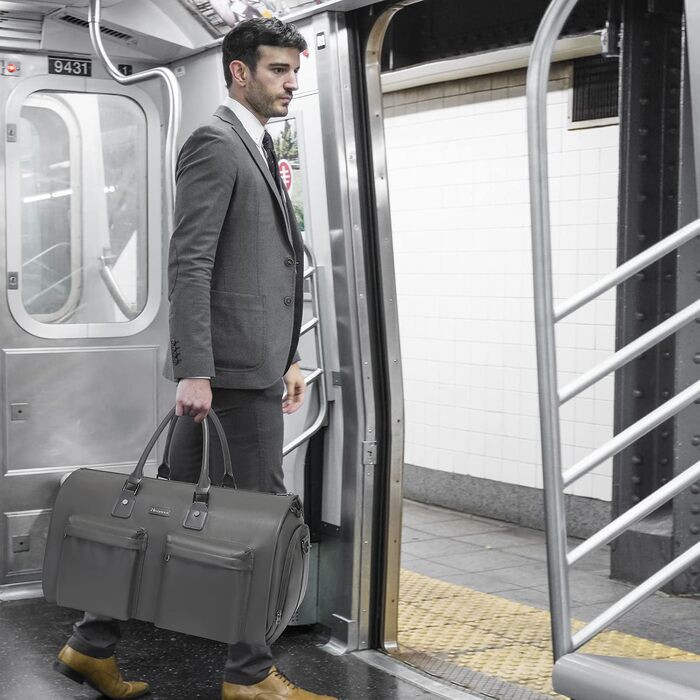 Modoker Convertible Garment Bag, Carry-on Luggage for Travel, Waterproof Garment Bag, Gifts for Men, Women, Business – 2-in-1 Hanging Suit, Duffel Bag, (A-gray)