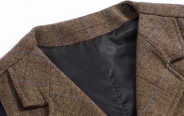 Жилет чоловічий в клітинку 'Риб'яча кістка' – костюмний жилет, коричневий (L)