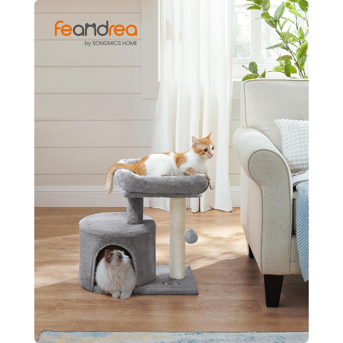 Драбина для котів Feandrea, кігтеточка з сизалю, платформа з м'якою оббивкою, для кошенят, сіра PCT50W