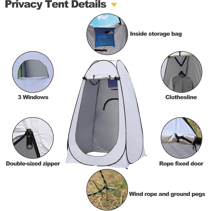Pop-Up Privacy Tent - Portable Shower & Changing Tent for Beach, Camping, Fishing, Hiking - Waterproof, UV Protection, with Carry Bag