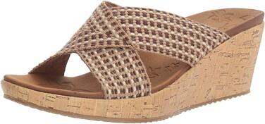 Босоніжки жіночі Skechers Beverlee-Delighted на танкетці, натуральна шкіра, 38.5 EU