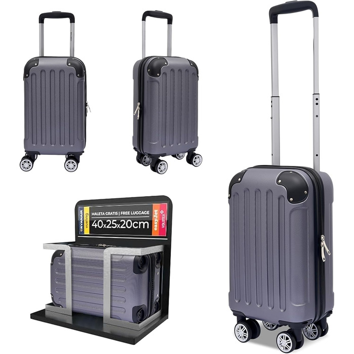 Набір валіз Boleedy 3шт, валіза на коліщатках, дорожній набір валіз (55/66/76 см), ручна поклажа, валіза з жорстким корпусом, 360° обертання, тихі подвійні колеса, телескопічна ручка, сірий колір