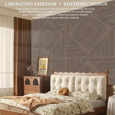 Акустичні панелі JBER (6 шт), самоклеючі звукопоглинаючі стінові панелі для офісу, студії та дому, 180 x 120 см, колір світкий горіх (тик)