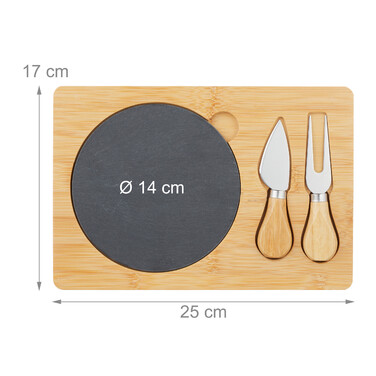 Relaxdays Bamboo Cheese Board with 2-Piece Utensil Set