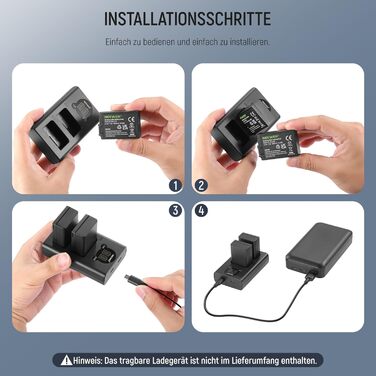 Запасний акумулятор NEEWER EN-EL25 та USB зарядний пристрій (2 шт.) 1350mAh, сумісний з Nikon Z30 Z50 ZFC