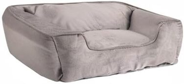 Кіжувалка Lionto для собак 2-в-1 з комфортним входом, м'яке ліжко для домашніх тварин, яке можна перевернути, для собак і котів, 80x60 см, подушка для собак з легкого у догляді штучної замші, сіра L 80 x W 60 x H 26 см Темно-сірий/Світло-сірий