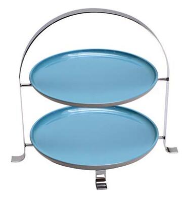 APS Serving Stand – High-quality cake stand made of chrome-plated metal for two plates with a max. Ø of 27cm – Total height 30cm (plates not included)