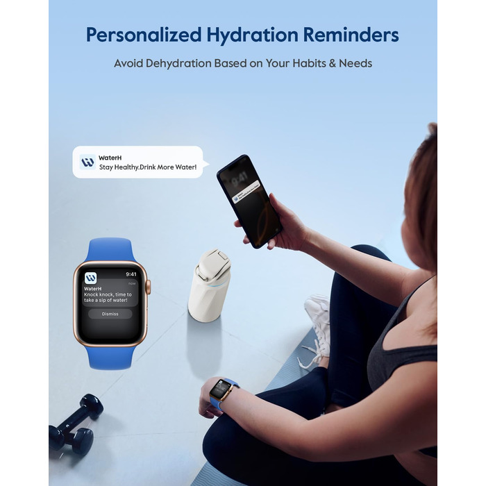 Розумна пляшка для води WATERH Boost з нагадуванням та трекером, 946 мл, нержавіюча сталь, подвійні стінки, широке горлечко, білий колір