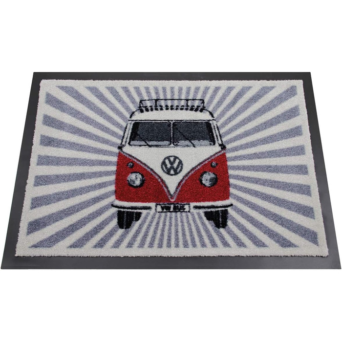 Килимок для взуття Volkswagen T1 Bulli Bus BRISA VW Collection, червоний, смугастий, гумовий, придверний, захист від бруду