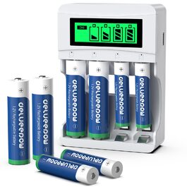 Акумуляторний зарядний пристрій з 8 AAA акумуляторами 1100mAh NiMH 1.2V для відновлення заряду. LCD дисплей, 4 слоти для зарядки (4AA + 4AAA)