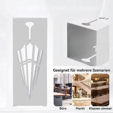 Металева підставка для парасоль та тростей Shakub, 2 слоти, дизайн з вирізами, 25x25x50 см, білий колір