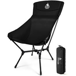 Кемпінговий стілець OneTigris OASISFLEX складний високий, вантажопідйомність 150 кг, чорний. Стілець для риболовлі, походу, відпочинку на природі з бічними кишенями