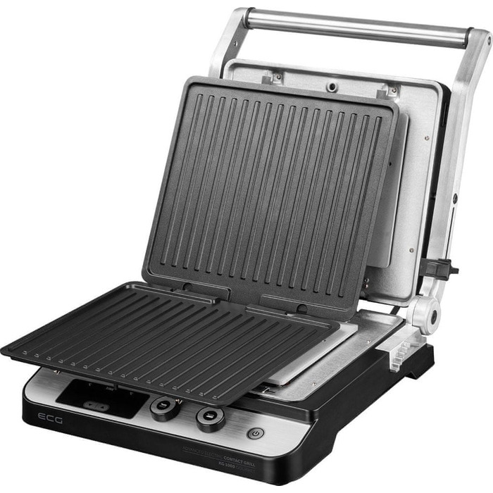 Електричний контактний гриль ECG KG 1000 Gourmet, сріблястий, 2000 Вт