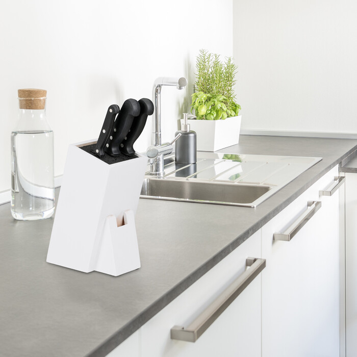 Relaxdays Unassembled Knife Block with Bristles, White