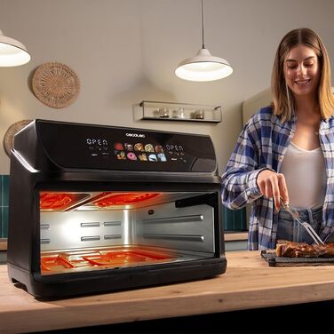 Cecotec Oil-Free Hot Air Fryer - 10L - Grill Plate - Grill - Double Heating Elements - Cecofry & Grill Duoheat 10000. 2800W, Movable Dividing Wall, Temperature Control 40-200°C, 10 Menus