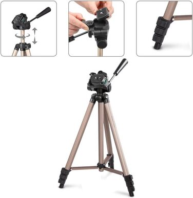 Легкий штатив-трипод Hama Star 05 106-3D з 3-позиційною головкою, шампань (висота 42-125 см)