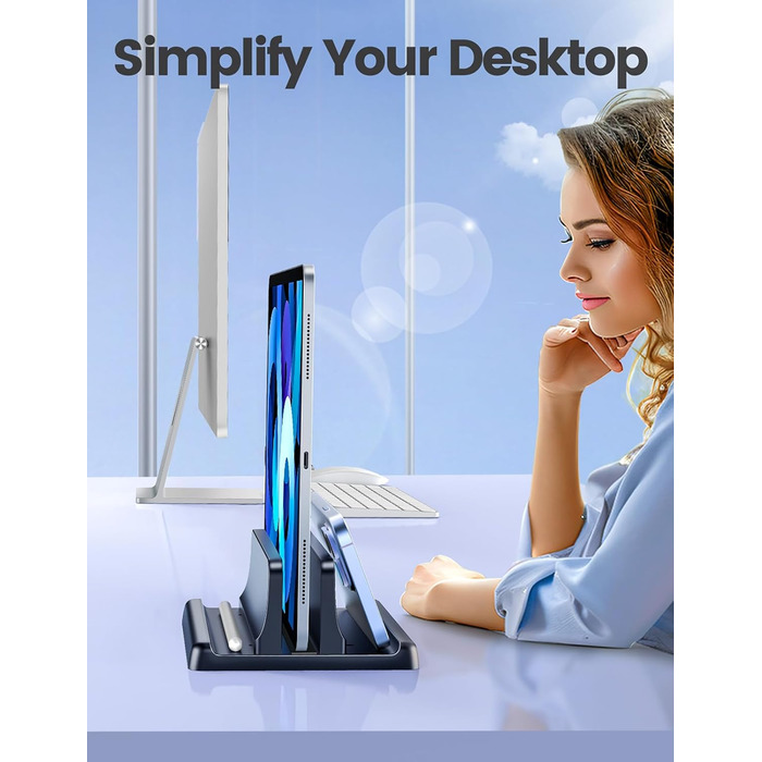 Підставка для ноутбука VAYDEER вертикальна 3в1, чорна. Сумісна з MacBook, iPad, планшетами та ноутбуками до 17.3'