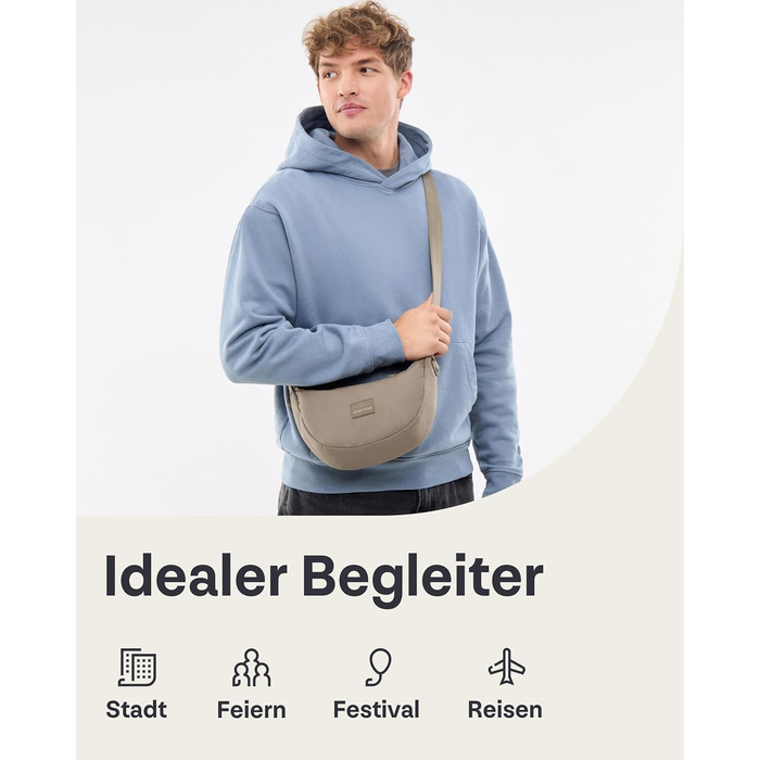 Сумка через плече Johnny Urban Ally Medium Desert Grey (1.3л) - Водовідштовхувальна Moon Bag для жінок та чоловіків