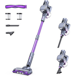 Бездротовий пилосос Lubluelu 27000Pa, 220W, 50 хвилин роботи, з антинамотуванням щетини та 2 фільтрами, для твердих поверхонь, килимів та шерсті тварин