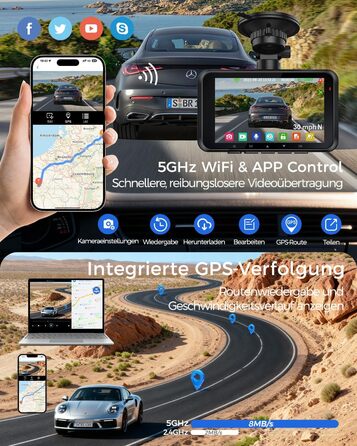 Відеореєстратор HUPEJOS 4K для авто (двоканальний, STARVIS, HDR, GPS, WiFi, нічна зйомка, 64GB карта в комплекті)