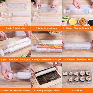 Набір для приготування суші: 3 форми, ролер, бамбукова килимок, палички. DIY для початківців та сім'ї