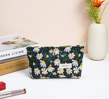 Органайзер для косметики 2 шт. для подорожей, чорний з ромашками (Daisy)