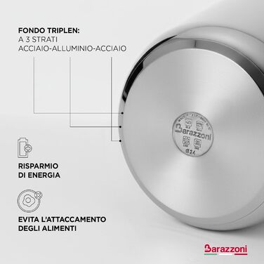 Каструля-скороварка Barazzoni Basic, 22 см, 5 л, індукція, нержавіюча сталь 18/10, Made in Italy