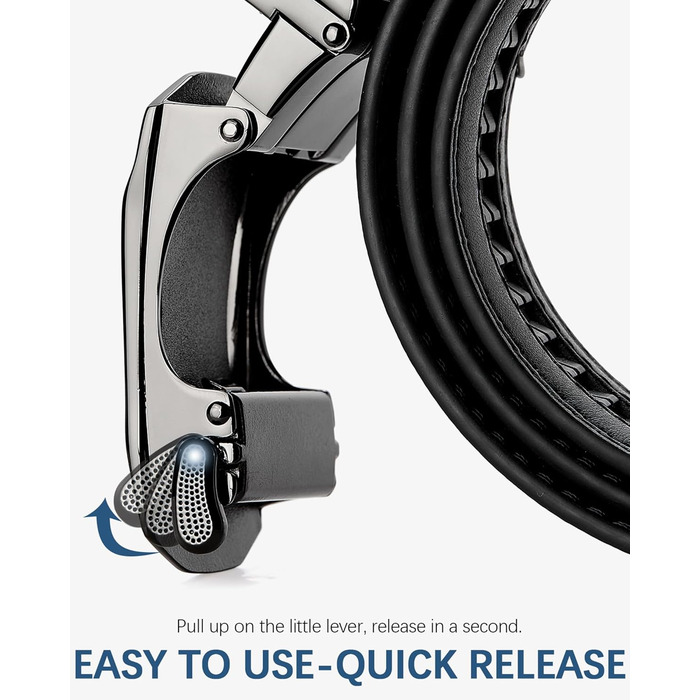 Чоловічий шкіряний ремінь BOSTANTEN з автоматичною пряжкою, 35 мм, регульований, чорний, 135 см (42'-48' талія)