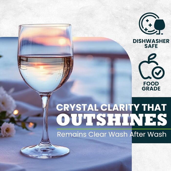 Premium Unbreakable Red Wine Glasses - Reusable Plastic, 25cl, 6-Pack